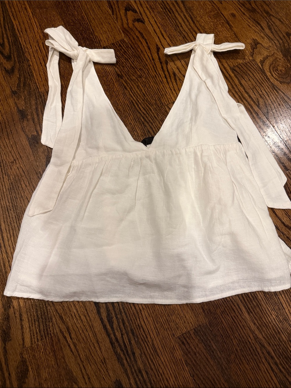 Zara white Tie-Shoulder tank